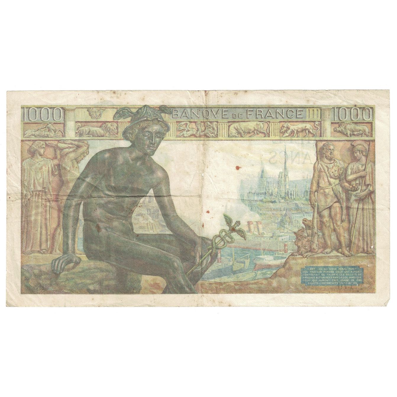 France, 1000 Francs, Déesse Déméter, 1942, 1942-05-28, EF(40-45)
