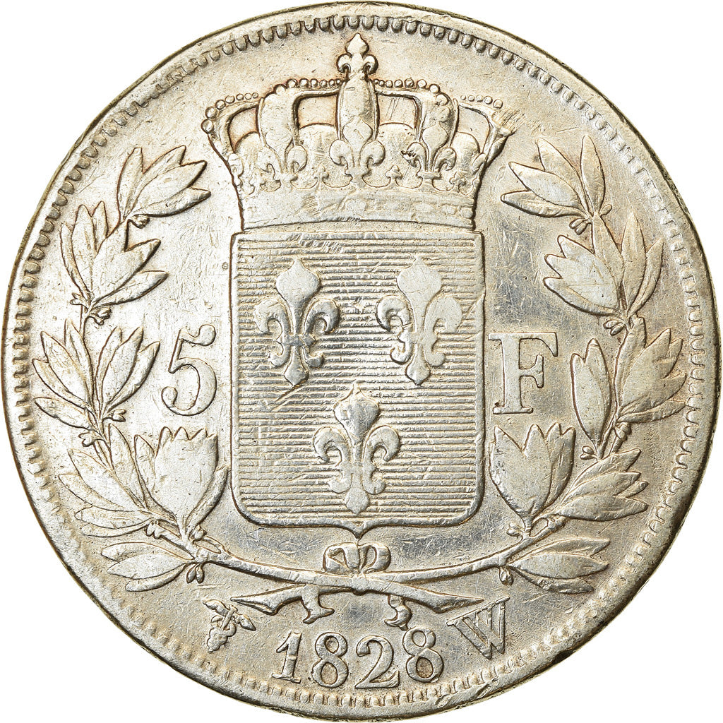 Coin, France, Charles X, 5 Francs, 1828, Lille, VF(30-35), Silver, KM:728.13