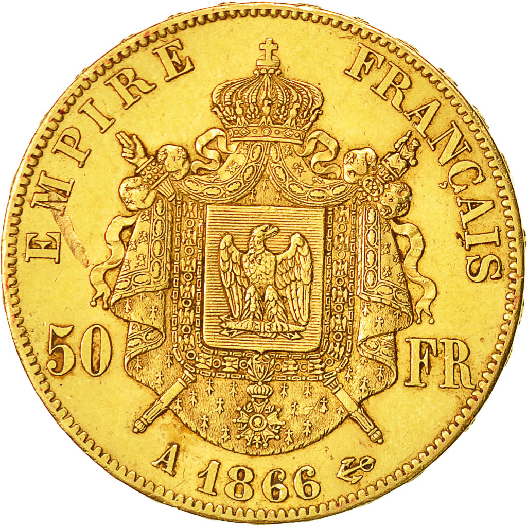 Coin, France, Napoleon III, Napoléon III, 50 Francs, 1866, Paris, EF(40-45)