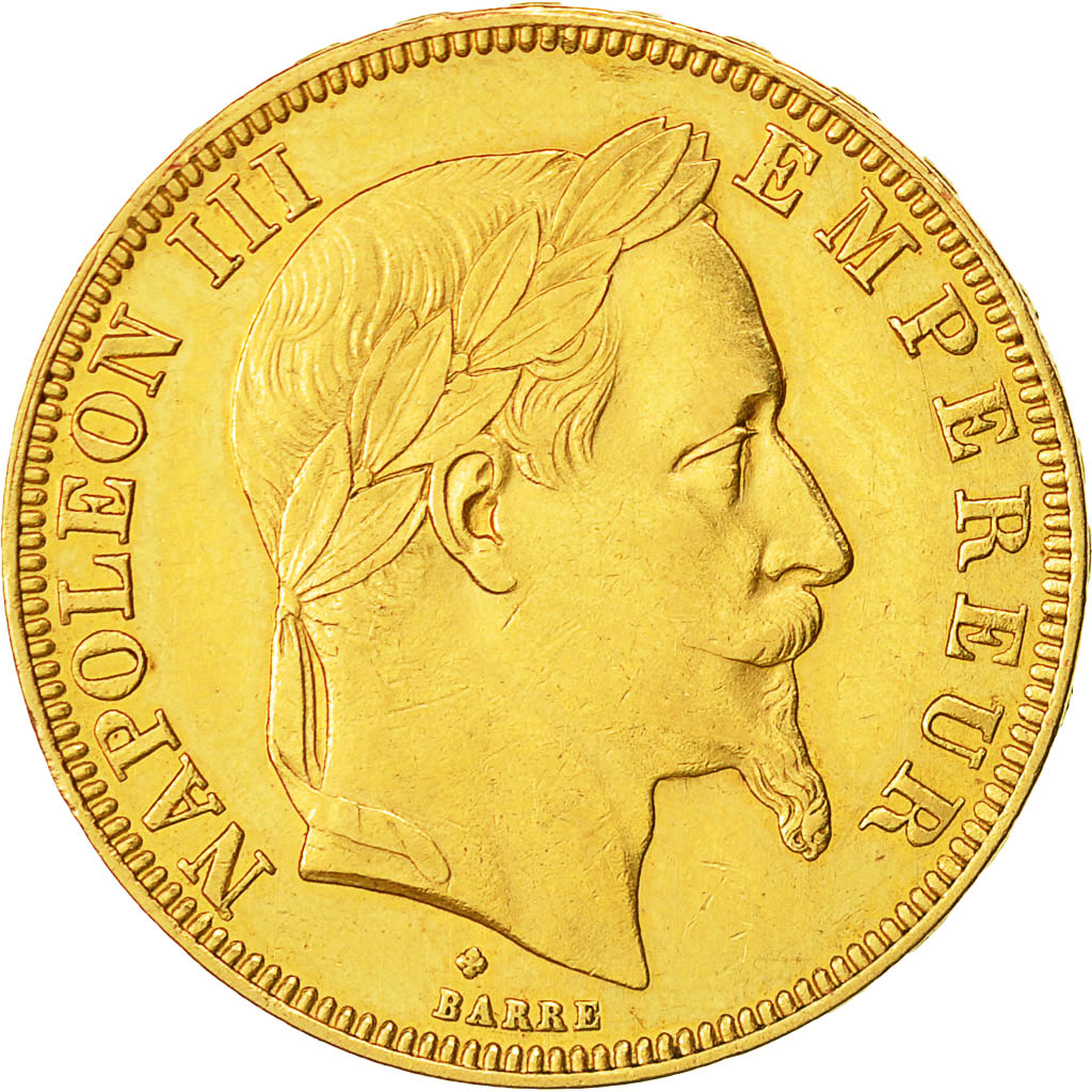 Moneda, Francia, Napoleon III, Napoléon III, 50 Francs, 1867, Strasbourg, MBC+