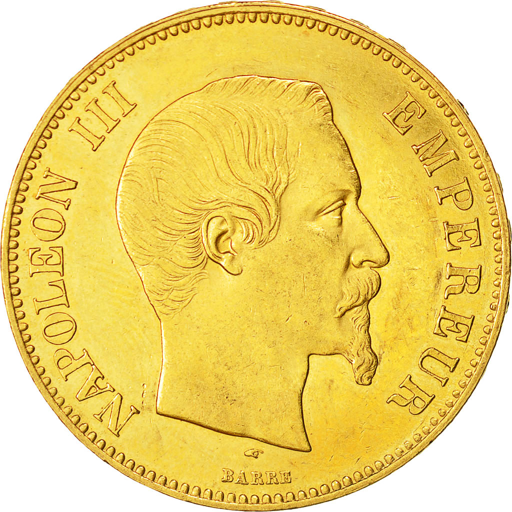 Coin, France, Napoleon III, Napoléon III, 100 Francs, 1855, Paris, AU(50-53)