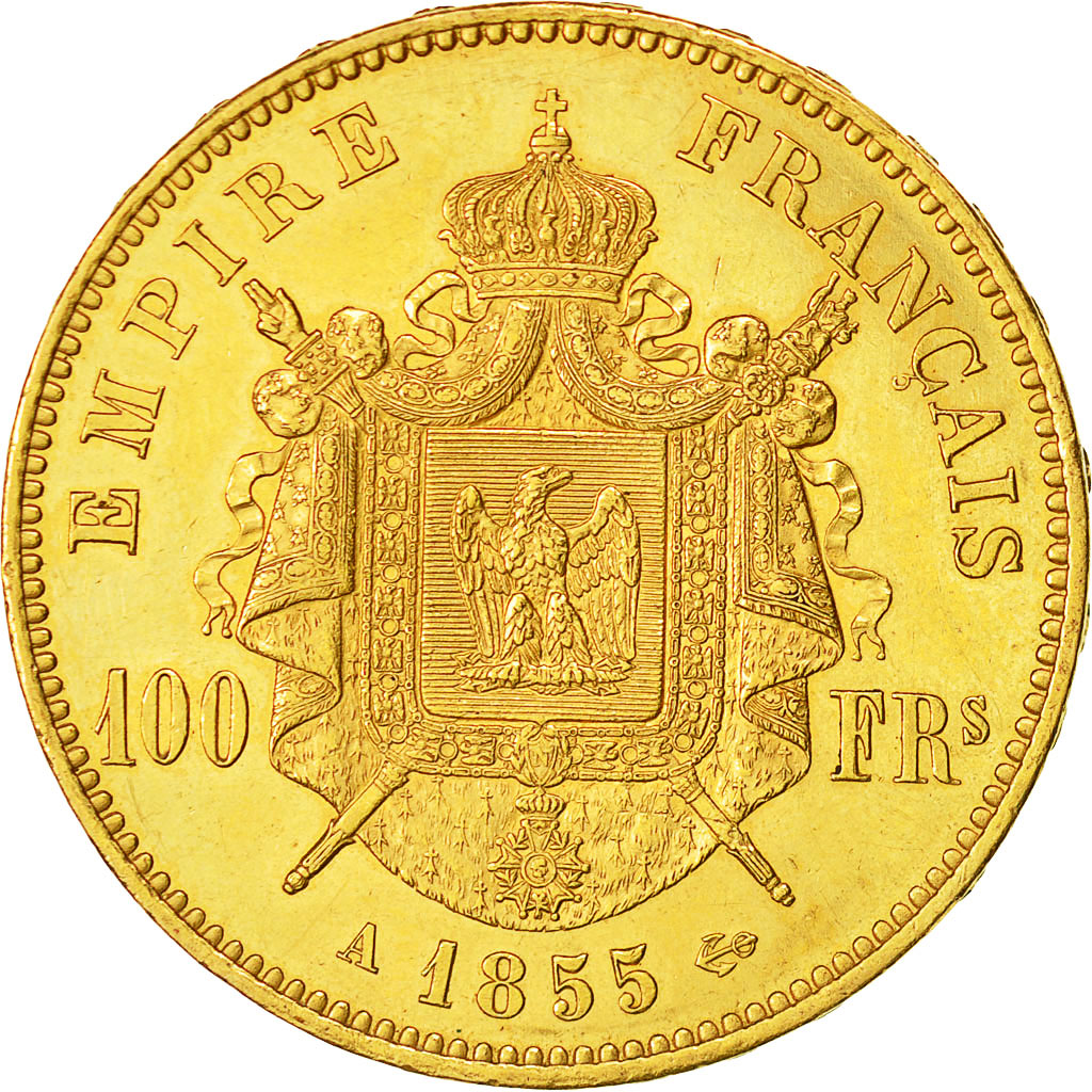 Coin, France, Napoleon III, Napoléon III, 100 Francs, 1855, Paris, AU(50-53)