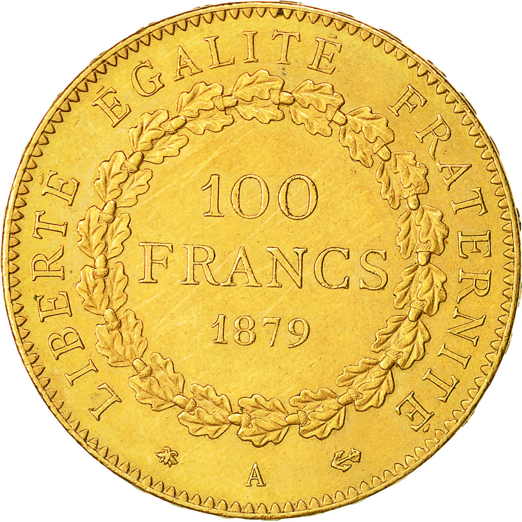 Munten, Frankrijk, Génie, 100 Francs, 1879, Paris, ZF+, Goud, KM:832