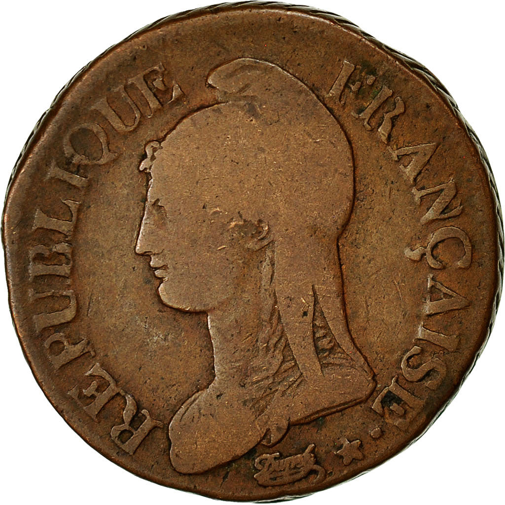 Coin, France, Dupré, 5 Centimes, AN 5, Orléans, VF(20-25), Bronze, KM:640.9