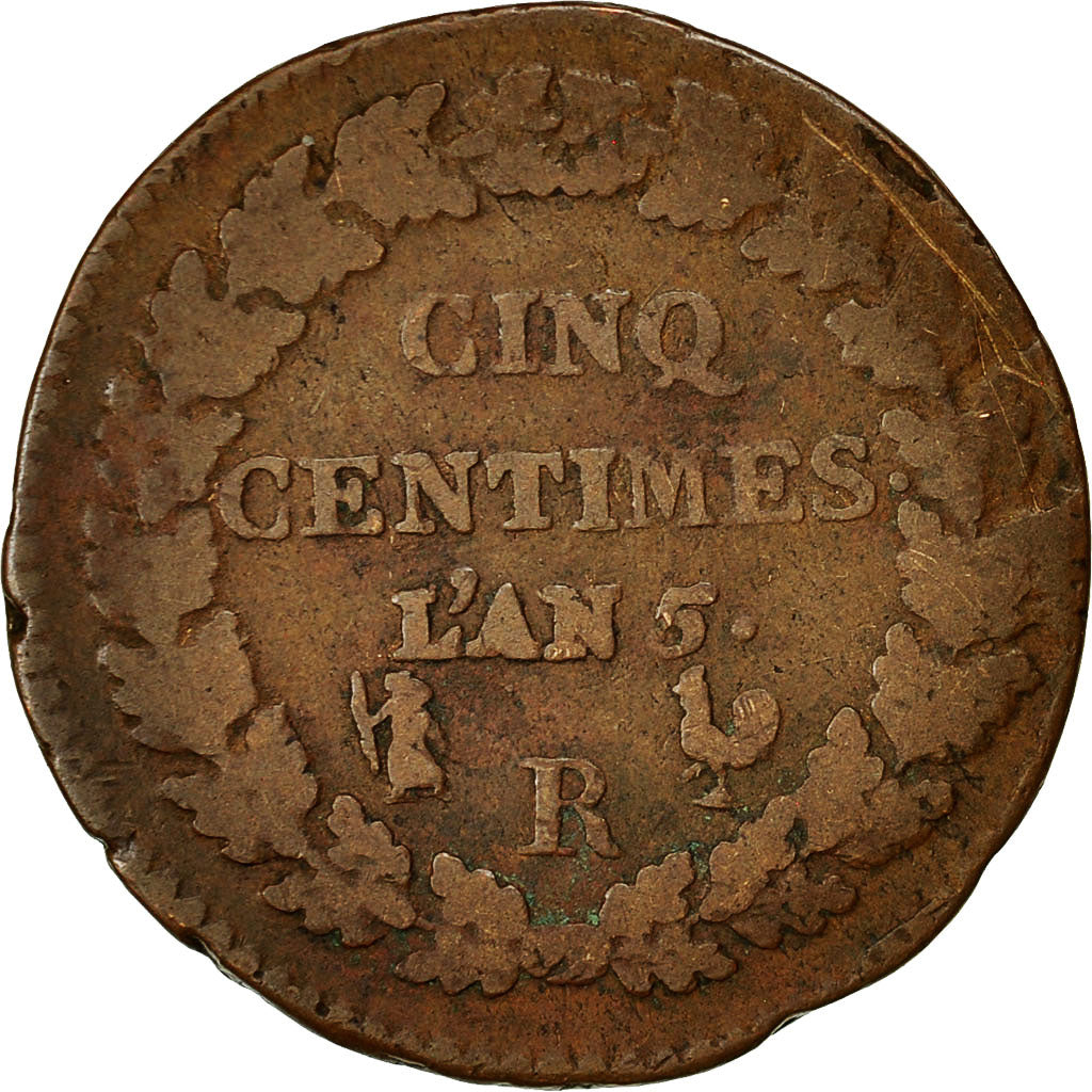 Coin, France, Dupré, 5 Centimes, AN 5, Orléans, VF(20-25), Bronze, KM:640.9