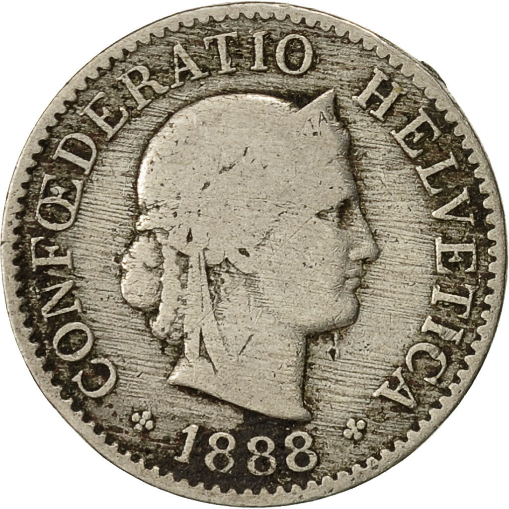 Moneda, Suiza, 5 Rappen, 1888, Bern, BC+, Cobre - níquel, KM:26