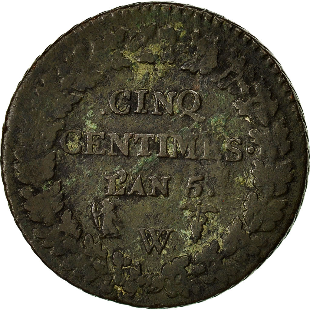 Coin, France, Dupré, 5 Centimes, AN 5, Lille, VF(30-35), Bronze, KM:640.11