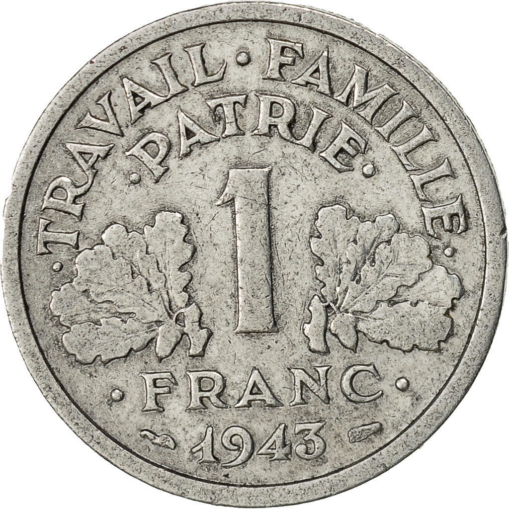 Coin, France, Bazor, Franc, 1943, Beaumont, EF(40-45), Aluminum, KM:902.2