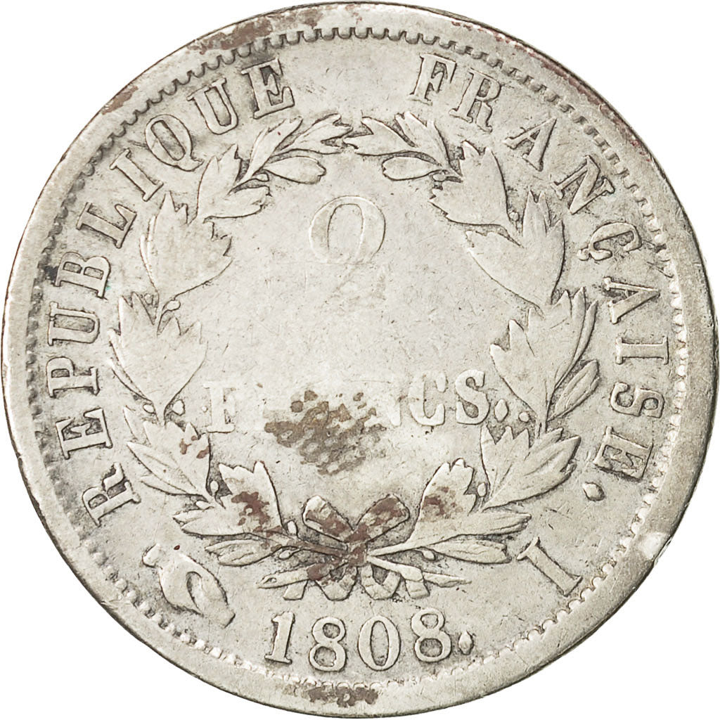 Moneda, Francia, Napoléon I, 2 Francs, 1808, Limoges, BC+, Plata, KM:684.3