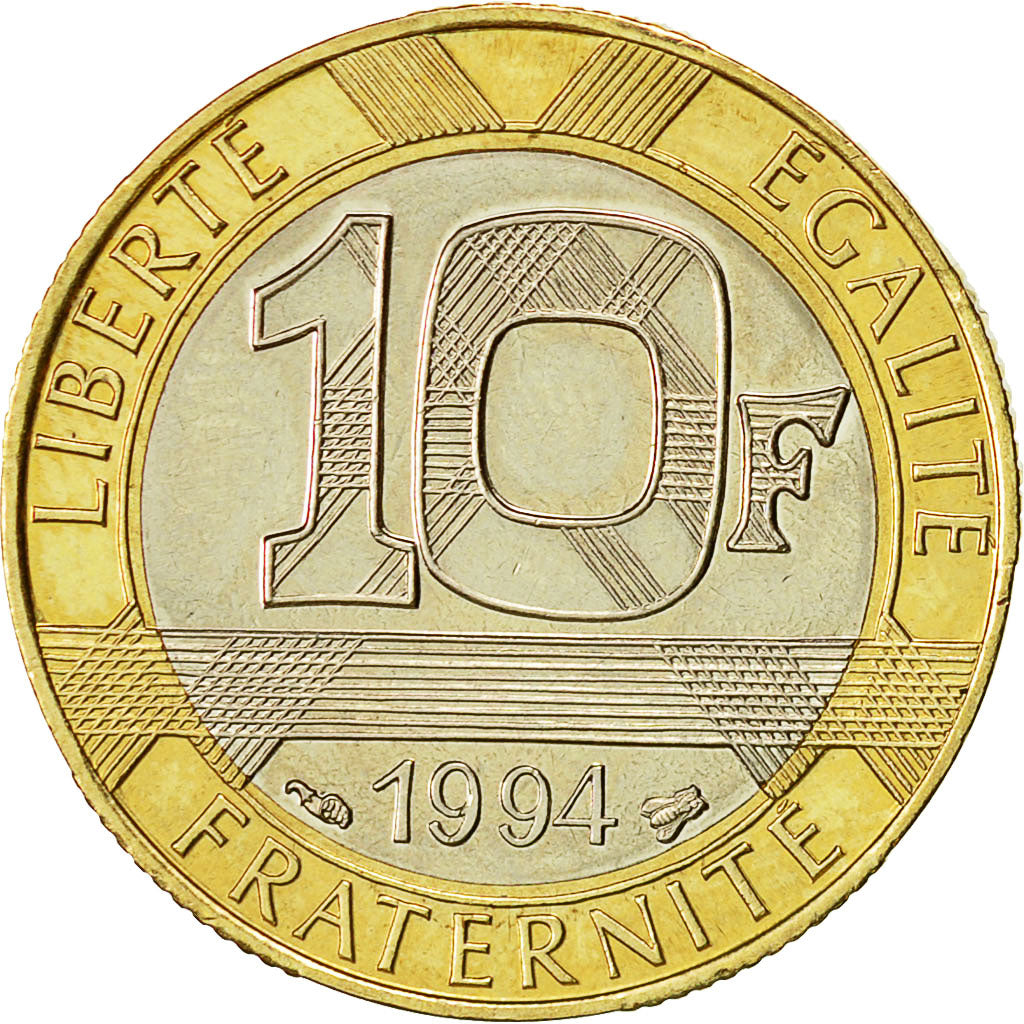 Coin, France, Génie, 10 Francs, 1994, AU(55-58), Aluminum-Bronze, KM:964.2
