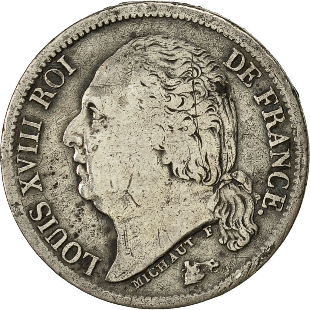 Moneda, Francia, Louis XVIII, Louis XVIII, 1/2 Franc, 1818, Paris, MBC, Plata
