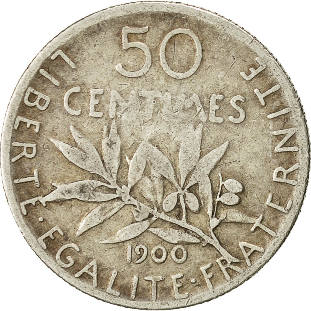 Moneta, Francja, Semeuse, 50 Centimes, 1900, Paris, VF(30-35), Srebro, KM:854