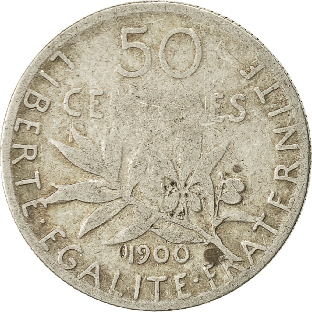 Moneta, Francja, Semeuse, 50 Centimes, 1900, Paris, VF(30-35), Srebro, KM:854