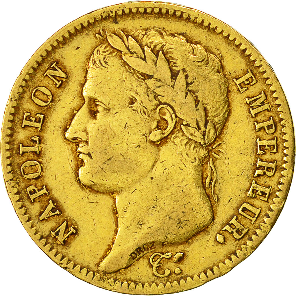 Moneta, Francia, Napoléon I, 40 Francs, 1811, Paris, MB+, Oro, KM:696.1