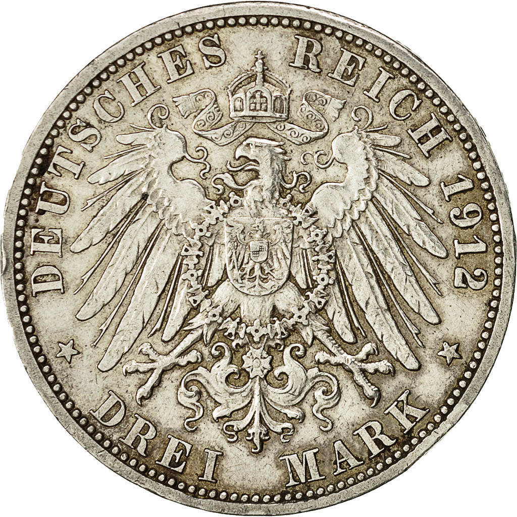 Moneta, Landy niemieckie, PRUSSIA, Wilhelm II, 3 Mark, 1912, Berlin, EF(40-45)
