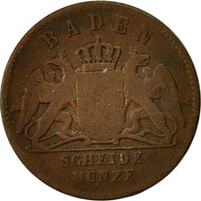 Moneta, Stati tedeschi, BADEN, Friedrich I, Kreuzer, 1861, MB+, Rame, KM:242