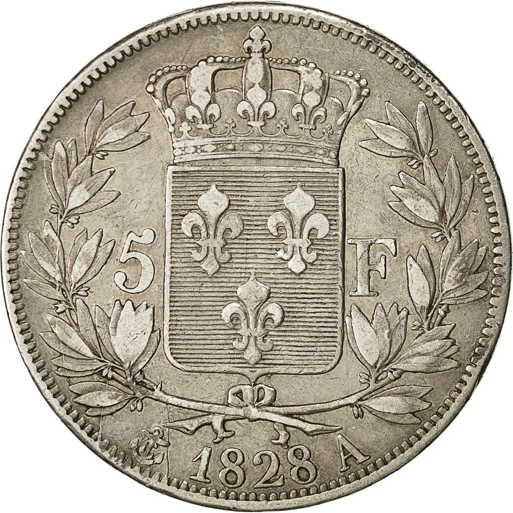 Monnaie, France, Charles X, 5 Francs, 1828, Paris, TTB, Argent, Gadoury:644