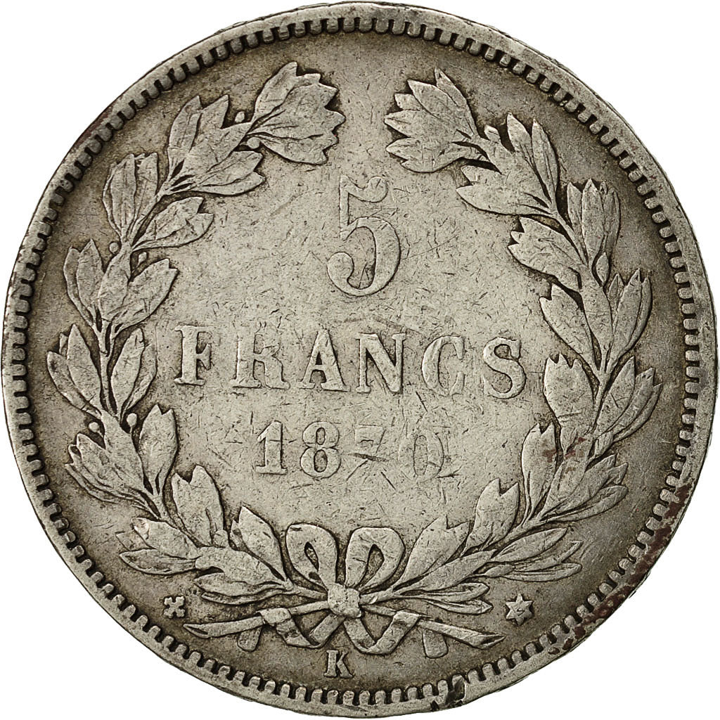 Coin, France, Cérès, 5 Francs, 1870, Bordeaux, VF(20-25), Silver, KM:818.3