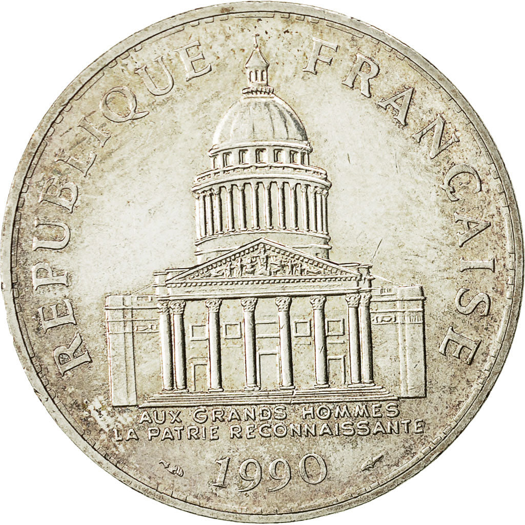 Munten, Frankrijk, Panthéon, 100 Francs, 1990, Paris, ZF+, Zilver, KM:951.1