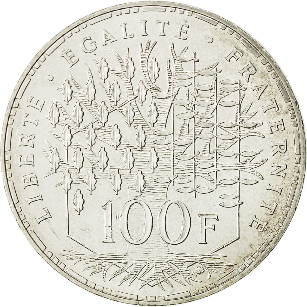 Munten, Frankrijk, Panthéon, 100 Francs, 1990, Paris, ZF+, Zilver, KM:951.1