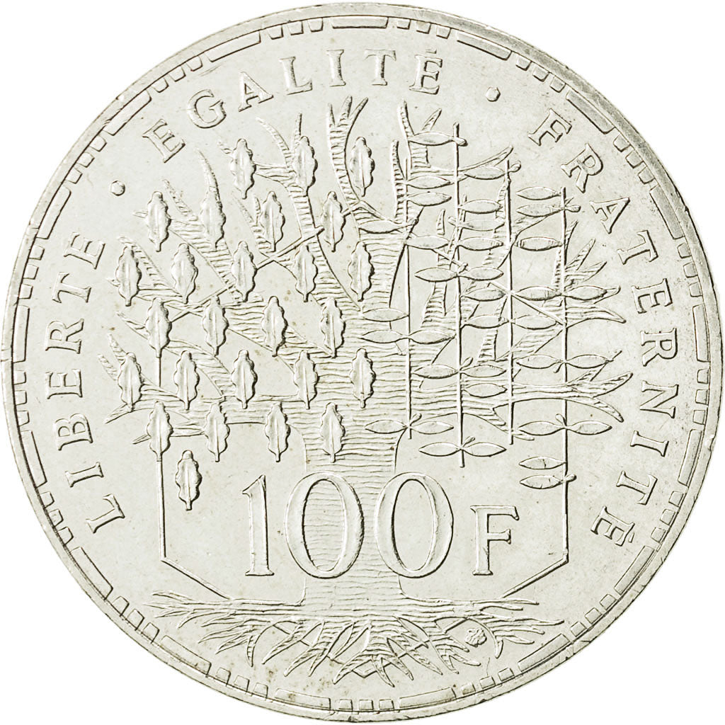 Moneda, Francia, Panthéon, 100 Francs, 1988, Paris, MBC+, Plata, KM:951.1