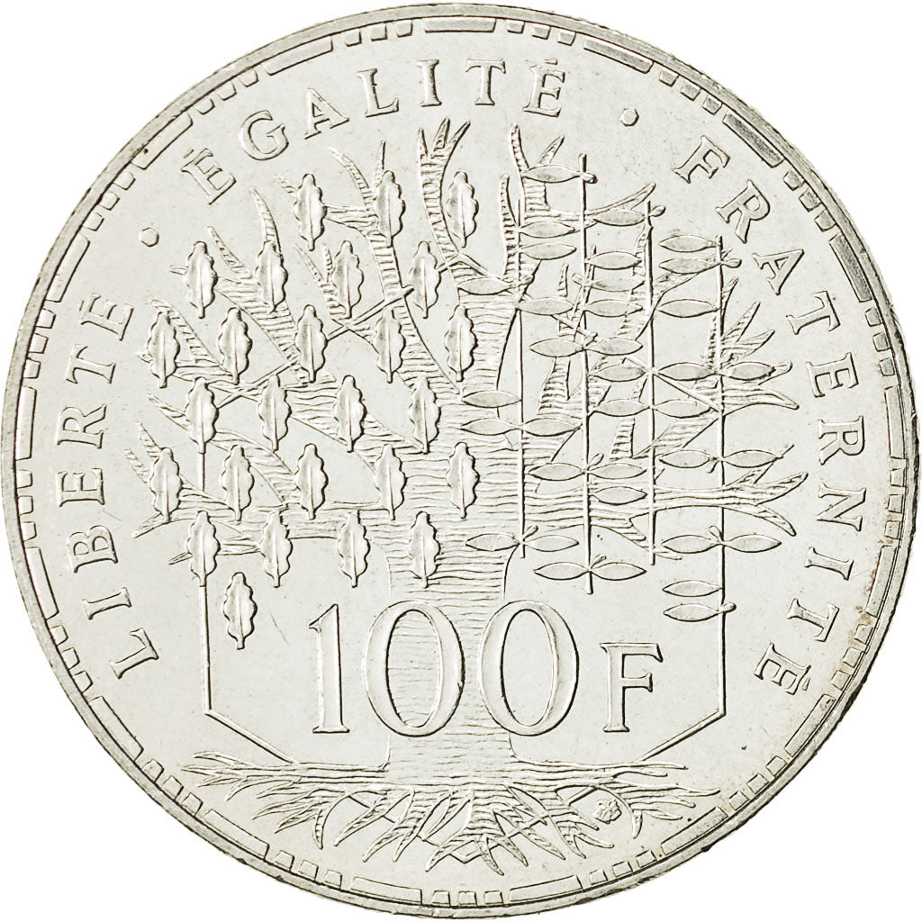 Moneda, Francia, Panthéon, 100 Francs, 1991, Paris, MBC+, Plata, KM:951.1