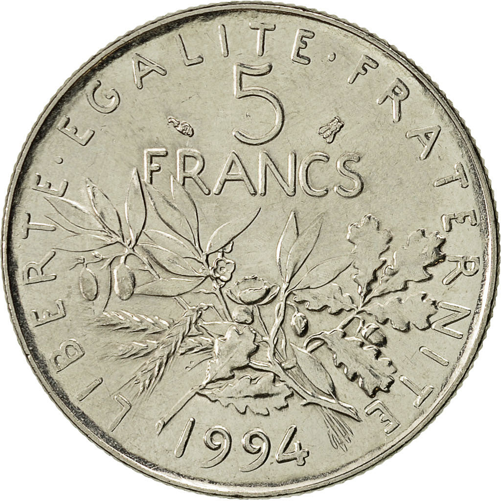 Monnaie, France, Semeuse, 5 Francs, 1994, Paris, SUP, Nickel Clad Copper-Nickel