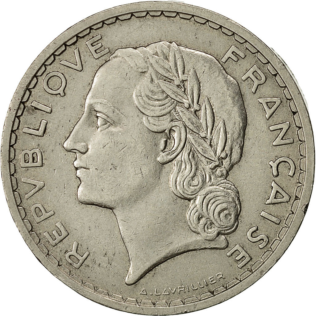 Coin, France, Lavrillier, 5 Francs, 1938, Paris, AU(50-53), Nickel, KM:888