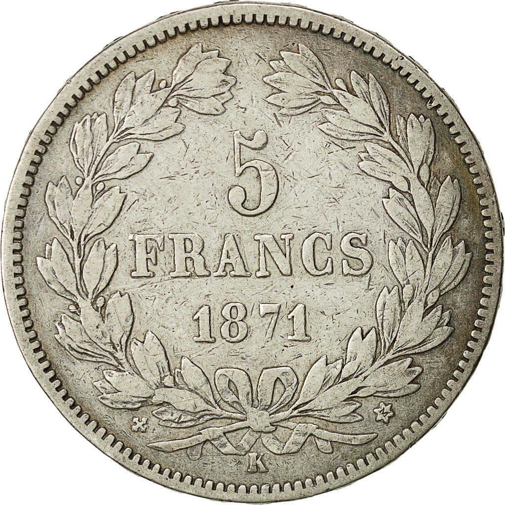 Monnaie, France, Cérès, 5 Francs, 1870, Bordeaux, TTB, Argent, Gadoury:742