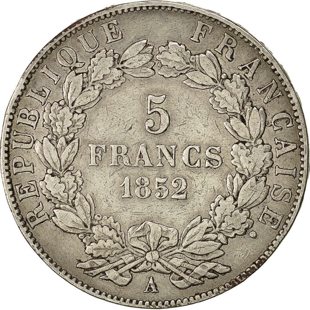 Monnaie, France, Napoléon III, 5 Francs, 1852, Paris, TTB, Argent, Gadoury:726