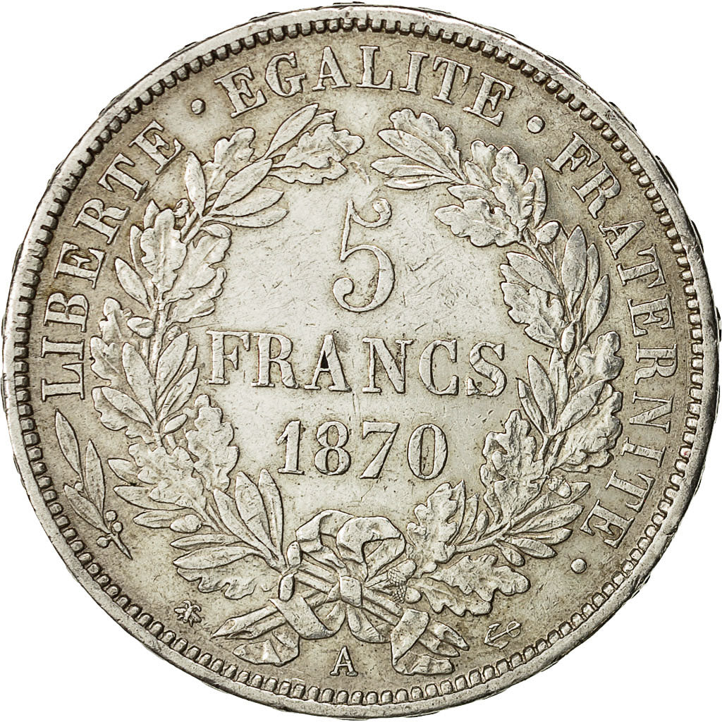 Monnaie, France, Cérès, 5 Francs, 1870, Paris, TTB+, Argent, Gadoury:743