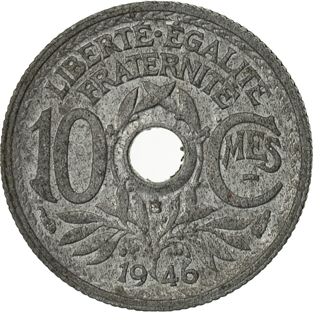 Munten, Frankrijk, Lindauer, 10 Centimes, 1946, Beaumont - Le Roger, ZF+, Zinc