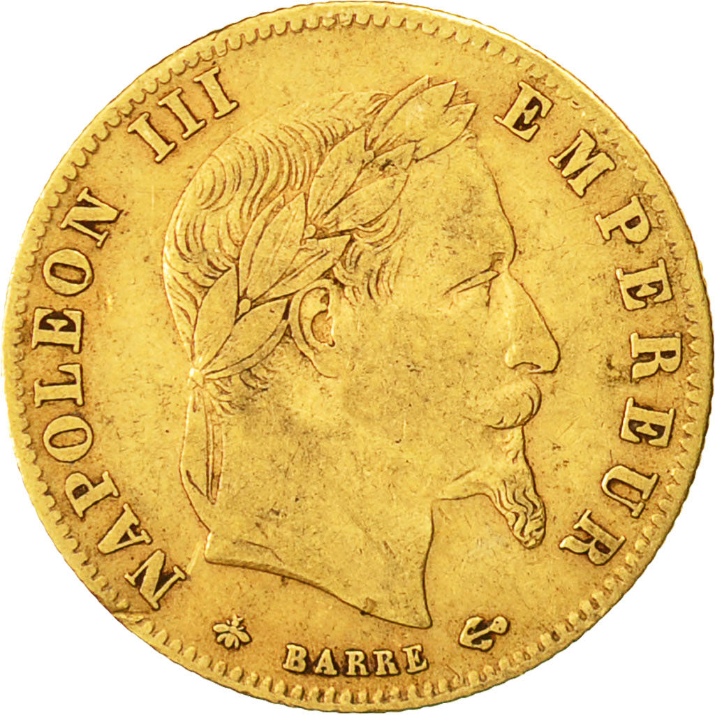 Moneta, Francia, Napoleon III, Napoléon III, 5 Francs, 1866, Paris, MB+, Oro