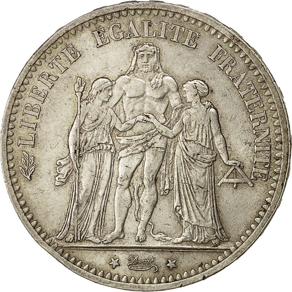 Coin, France, Hercule, 5 Francs, 1874, Bordeaux, AU(55-58), Silver, KM:820.2