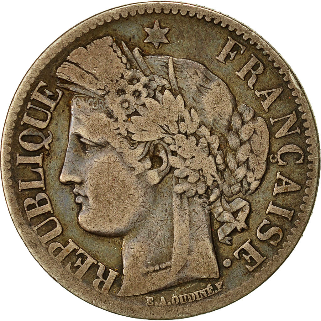 Monnaie, France, Cérès, 2 Francs, 1849, Paris, TB, Argent, Gadoury:522