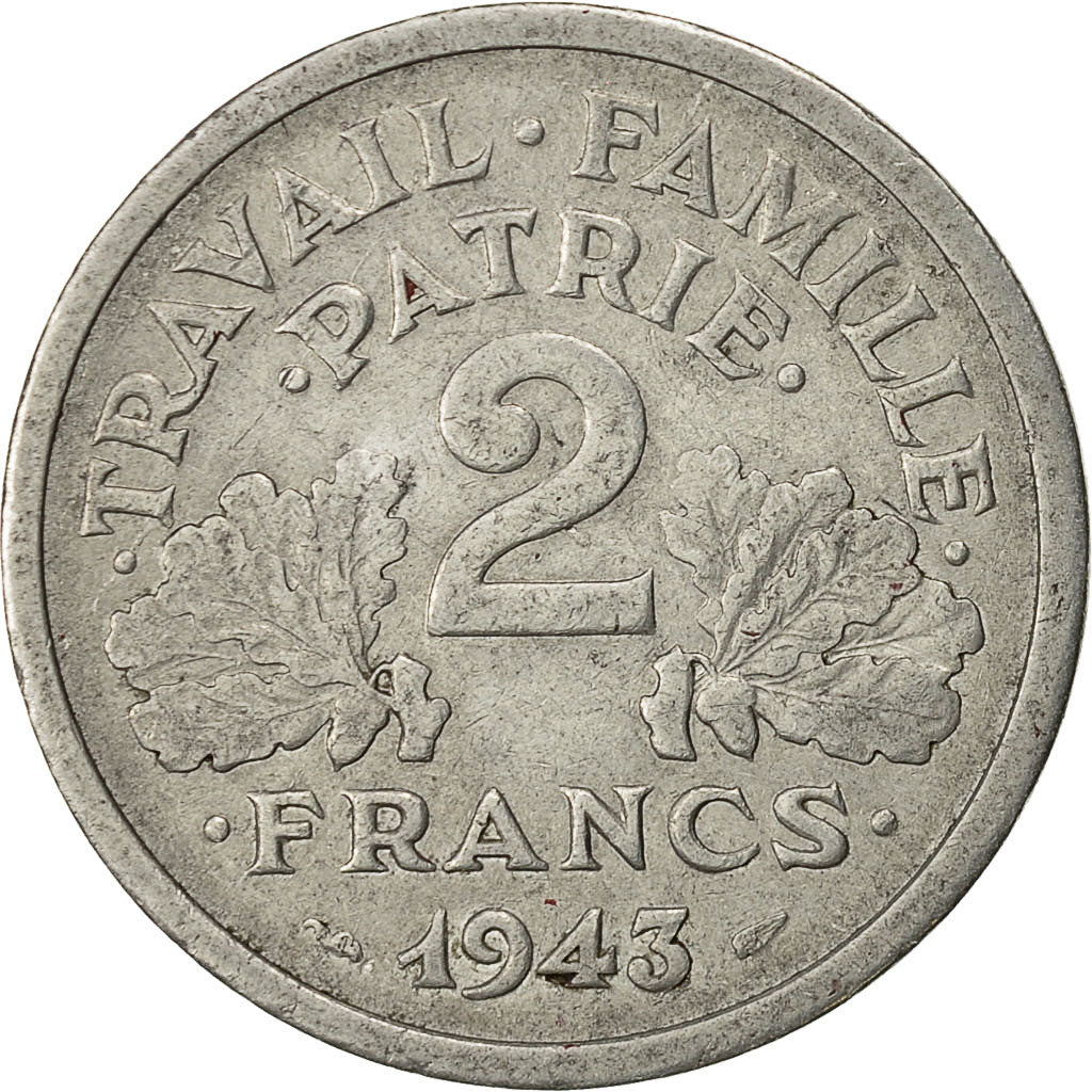 Münze, Frankreich, Bazor, 2 Francs, 1943, Beaumont - Le Roger, S+, Aluminium
