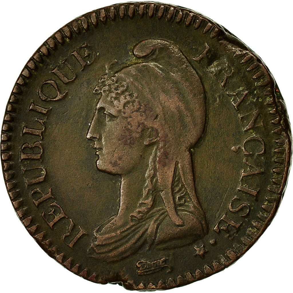 Coin, France, Dupré, Decime, 1796, Paris, EF(40-45), Bronze, KM:644.1