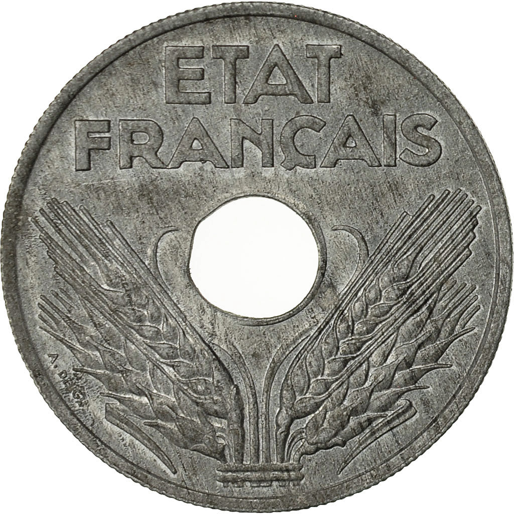 Coin, France, État français, 20 Centimes, 1944, Paris, AU(50-53), Zinc