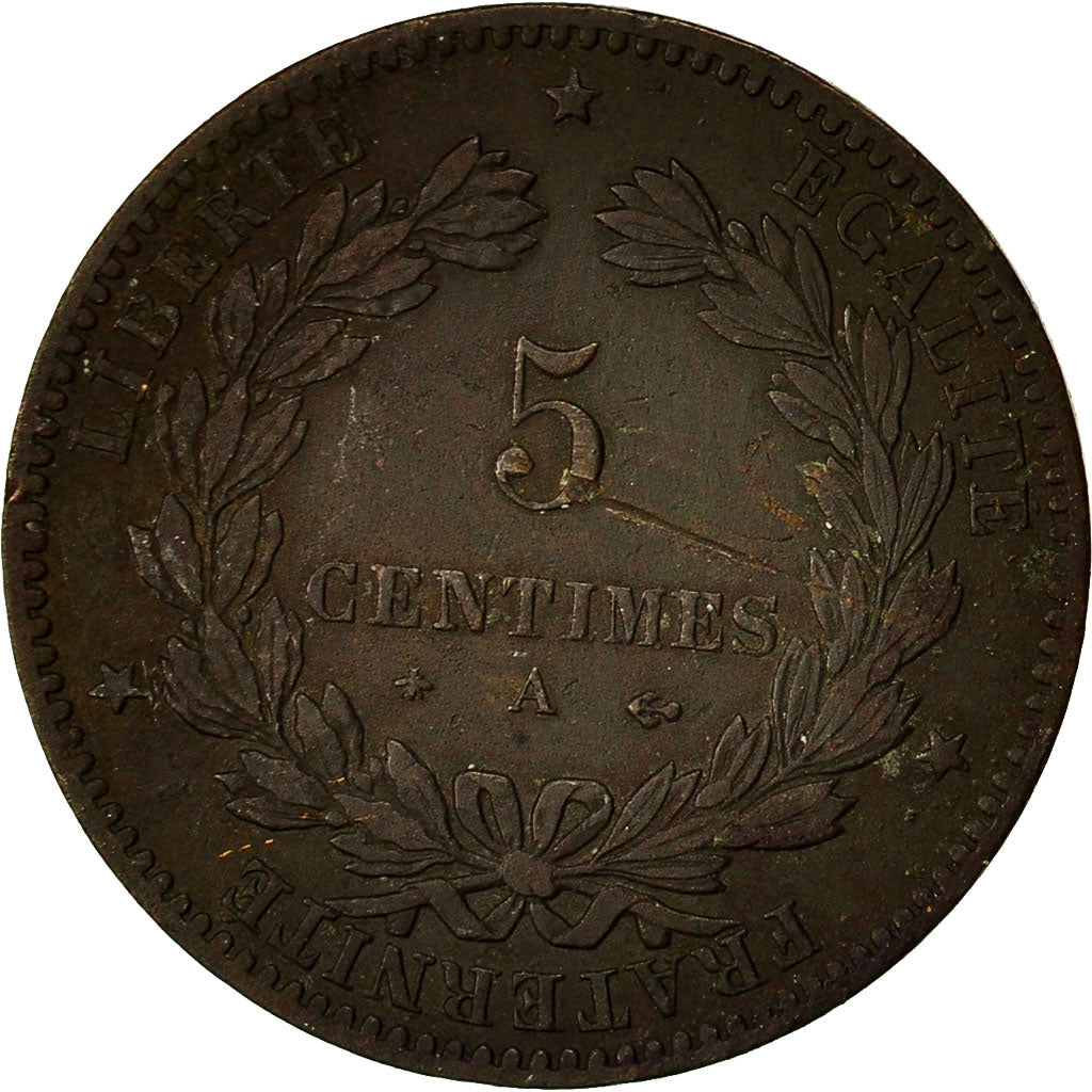 Monnaie, France, Cérès, 5 Centimes, 1879, Paris, TTB, Bronze, Gadoury:157a