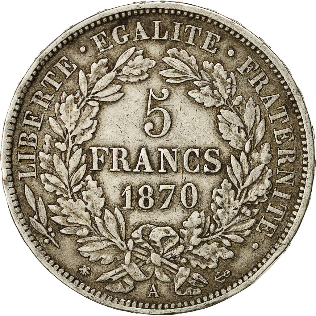 Monnaie, France, Cérès, 5 Francs, 1870, Paris, TTB, Argent, Gadoury:742