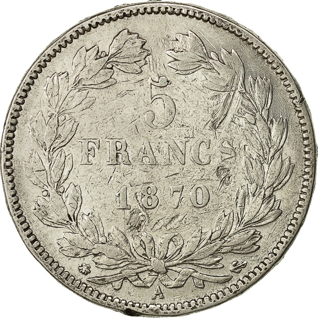 Coin, France, Cérès, 5 Francs, 1870, Paris, VF(30-35), Silver, KM:818.1