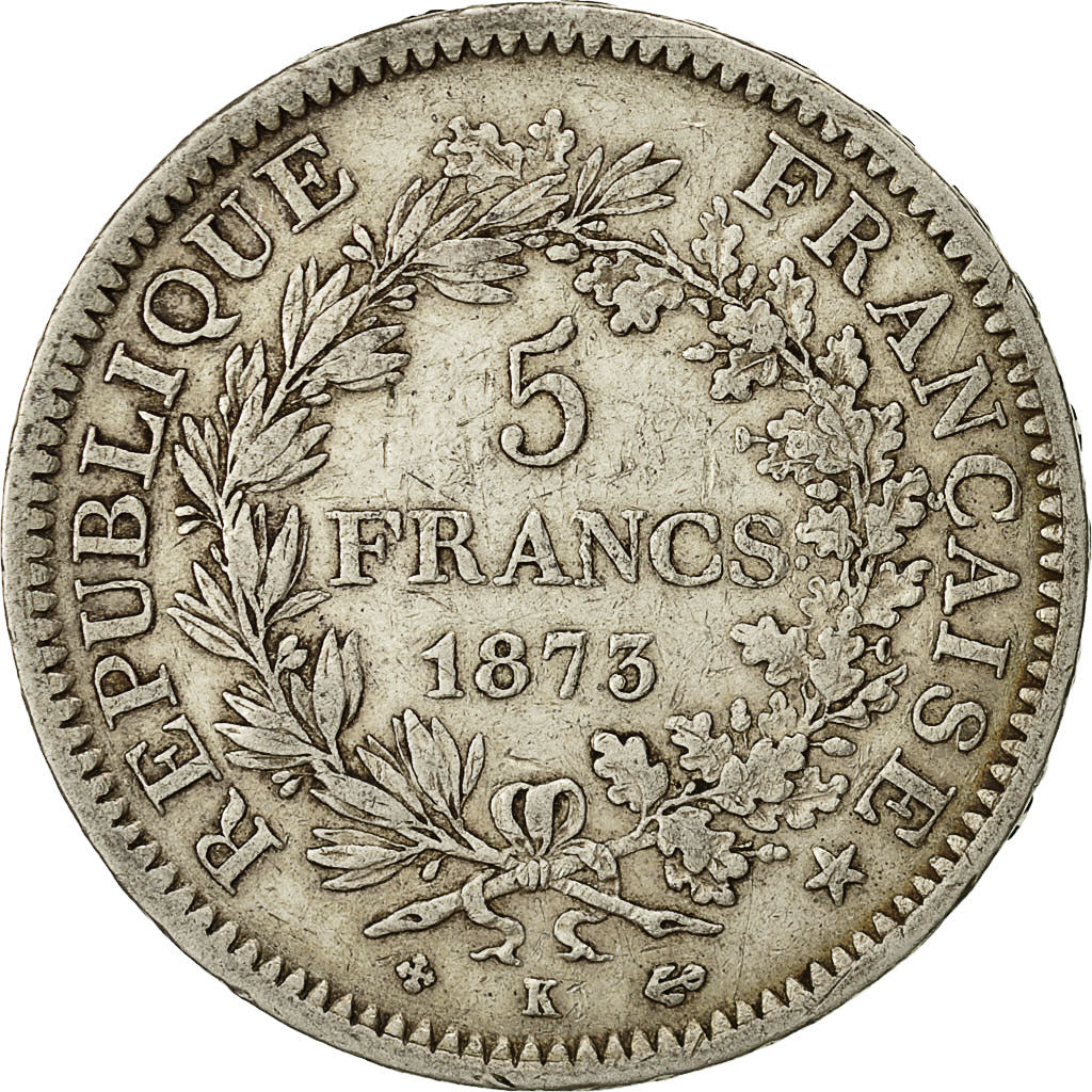 Monnaie, France, Hercule, 5 Francs, 1873, Bordeaux, TB+, Argent, Gadoury:745a