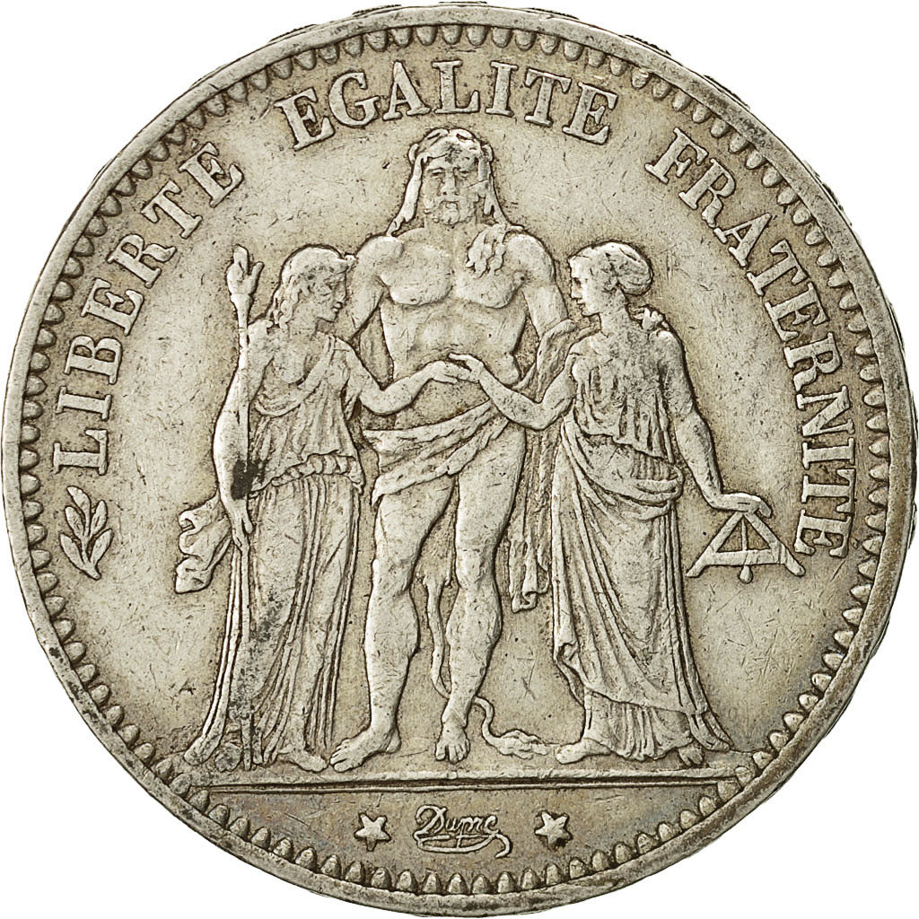 Coin, France, Hercule, 5 Francs, 1874, Bordeaux, EF(40-45), Silver, KM:820.2