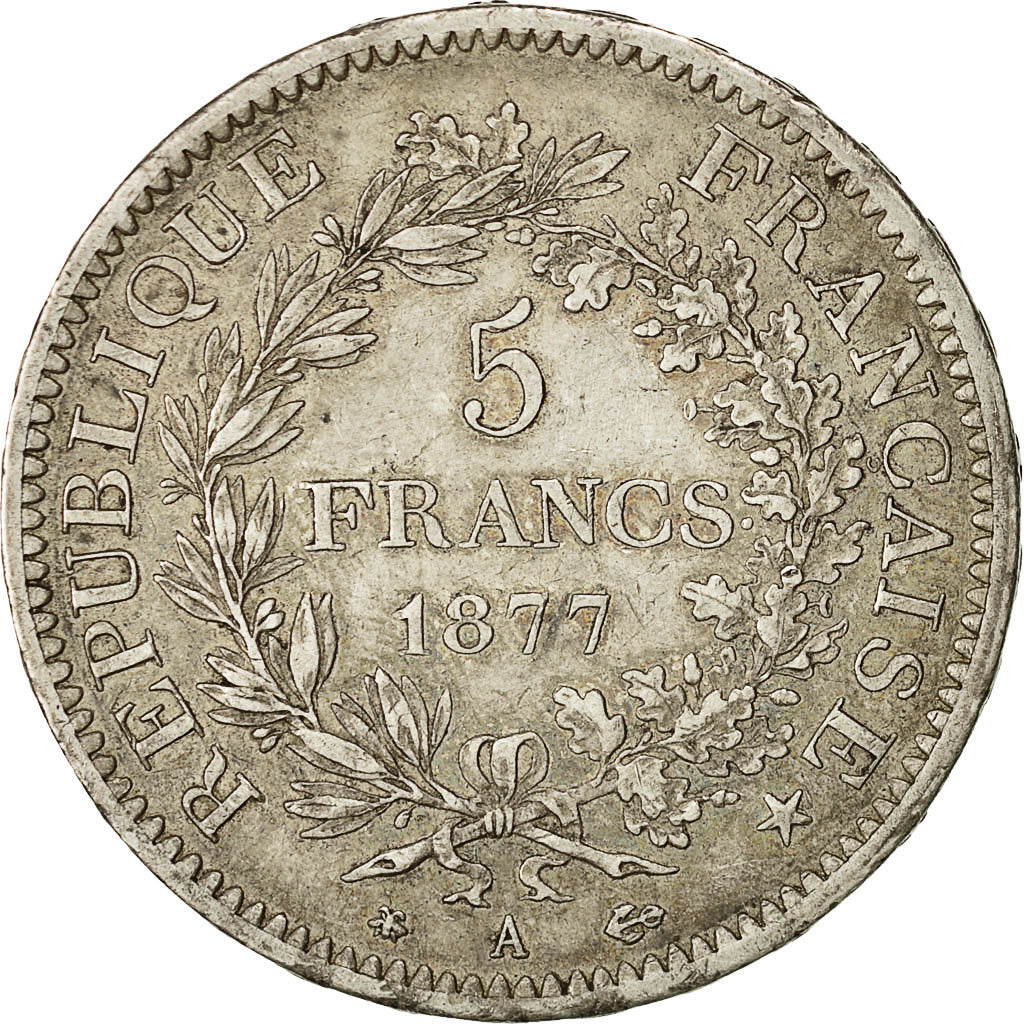 Coin, France, Hercule, 5 Francs, 1877, Paris, EF(40-45), Silver, KM:820.1