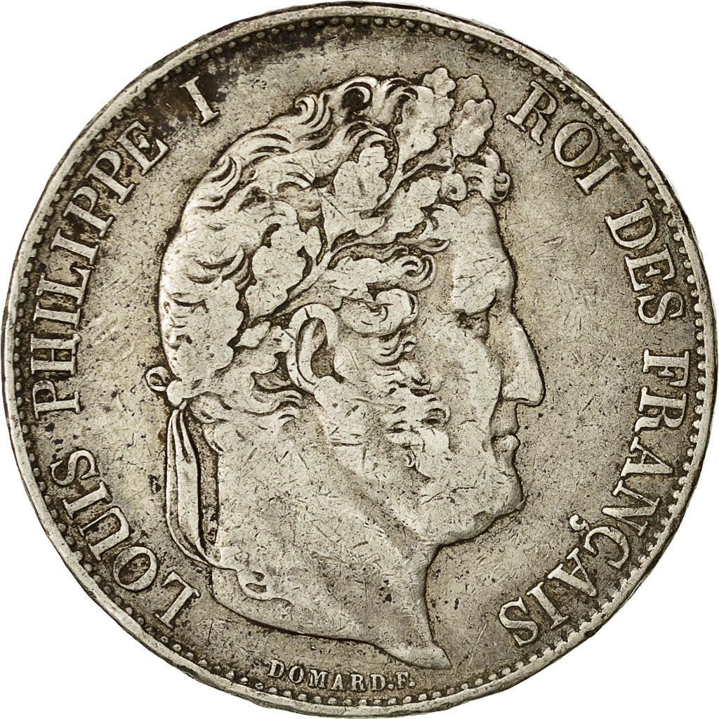 Coin, France, Louis-Philippe, 5 Francs, 1845, Strasbourg, VF(30-35), Silver