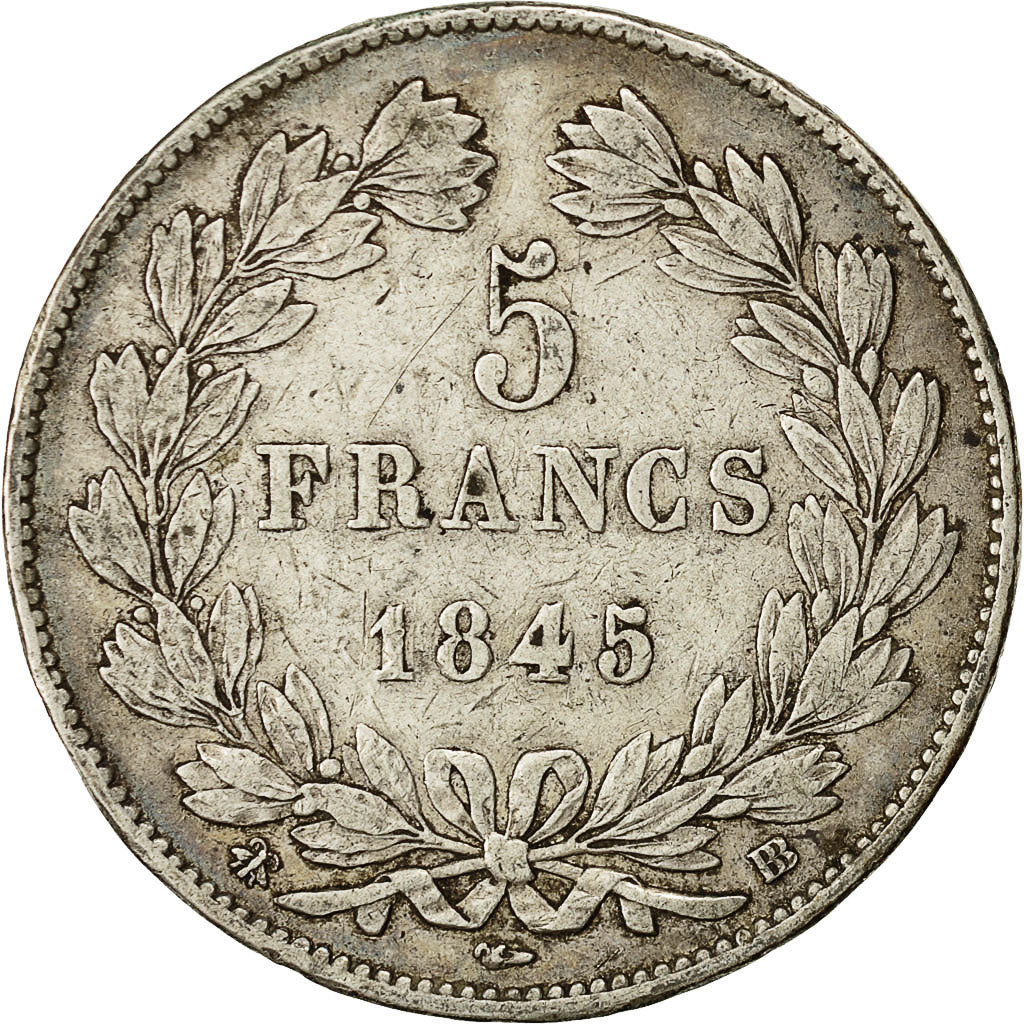 Coin, France, Louis-Philippe, 5 Francs, 1845, Strasbourg, VF(30-35), Silver