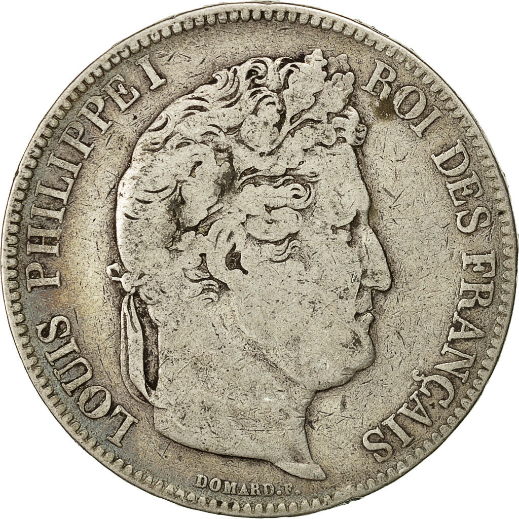 Moneta, Francia, Louis-Philippe, 5 Francs, 1833, Strasbourg, MB, Argento