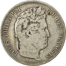Moneta, Francia, Louis-Philippe, 5 Francs, 1833, Strasbourg, MB, Argento