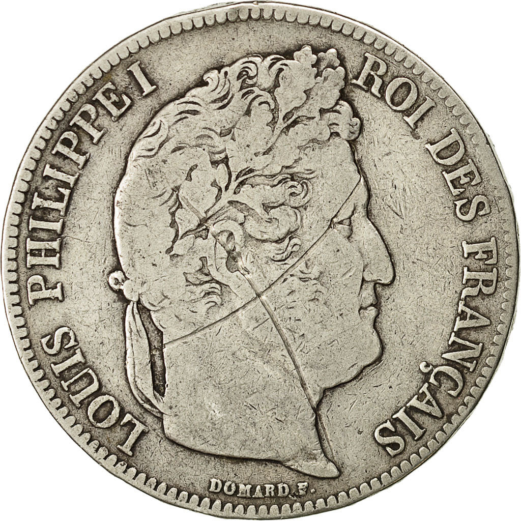 Moneda, Francia, Louis-Philippe, 5 Francs, 1835, La Rochelle, BC, Plata