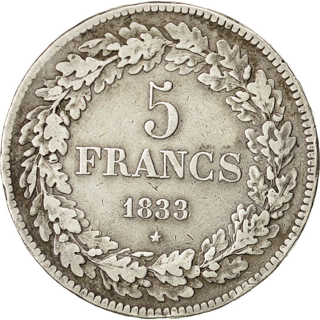 Monnaie, Belgique, Leopold I, 5 Francs, 5 Frank, 1833, TB+, Argent, KM:3.1